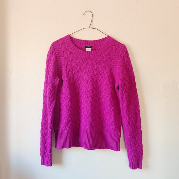 j.crew honeycomb sweater magenta, small - Picture 3 of 10